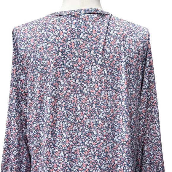 Banana Republic‎ Dress XL Petite Floral Tiered Ruffled Jersey Knit Blue Pink - Picture 9 of 11